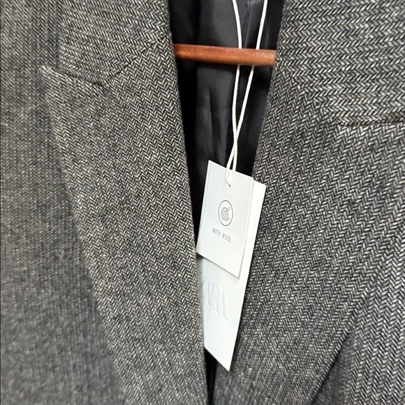 ZARA wool blend herringbone blazer - Picture 7 of 9